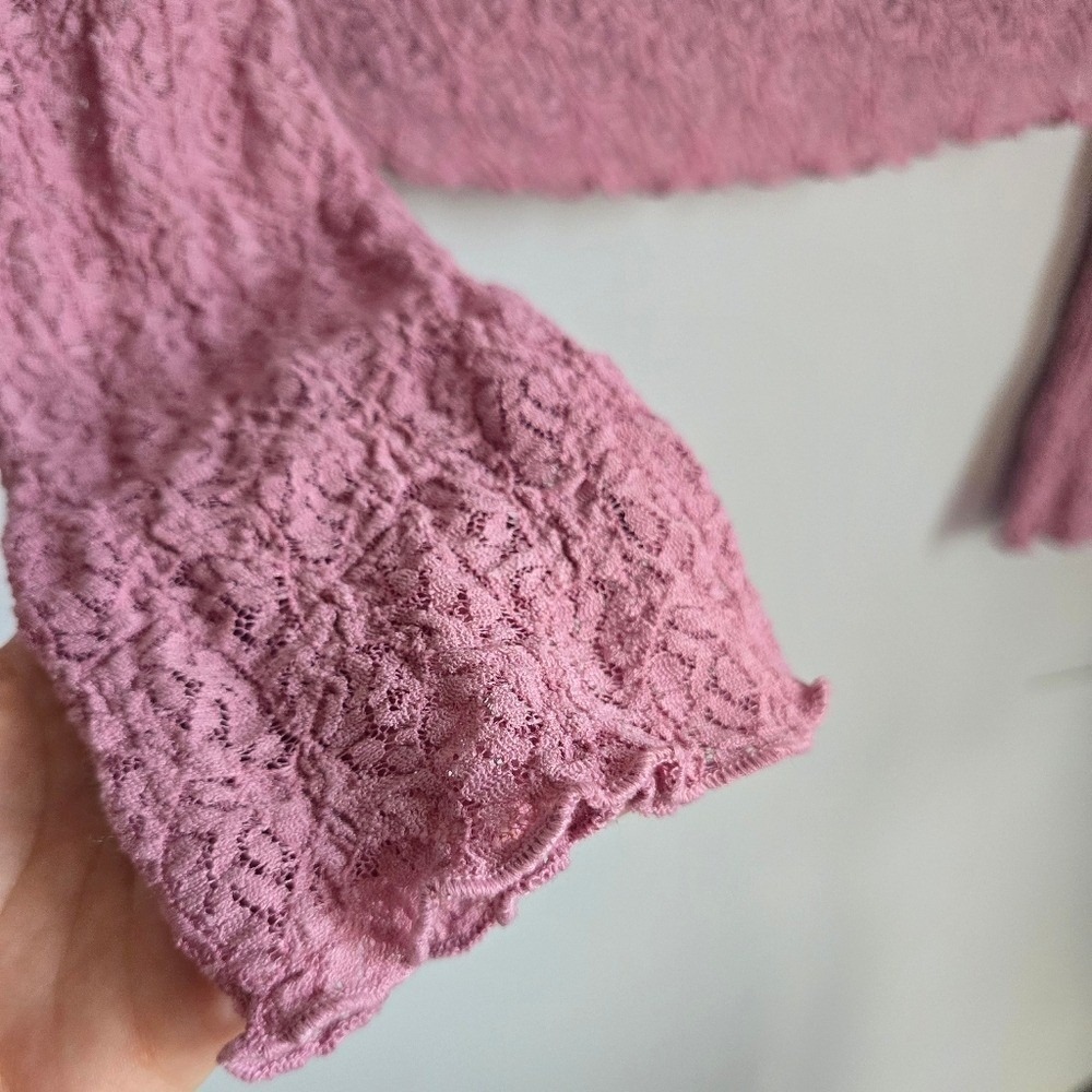 Urban Outfitters NEW Mauve Pink Quinn Lace Coquette Babydoll Y2K Top SZ Large - Picture 6 of 11